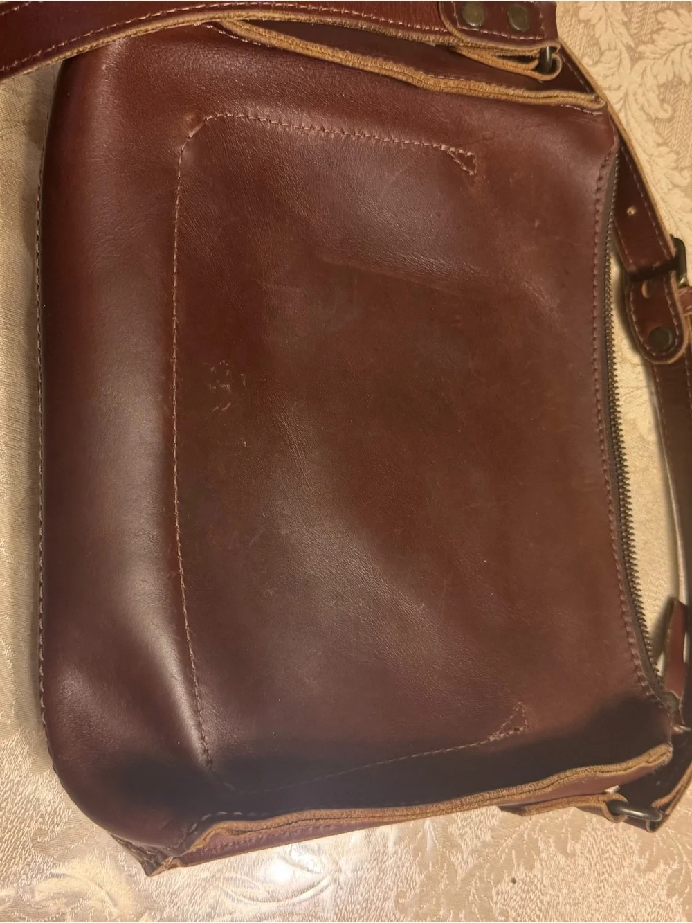 Will Leather Goods Simple Crossbody Bag Brown Vegetable Tanned Leather